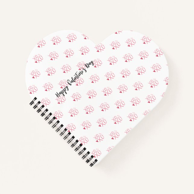 Pink "XOXO"Hearts Happy Valentine's Day  Notebook (Front)