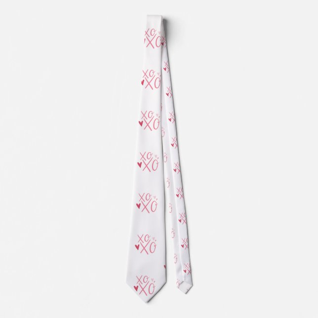 Pink "XOXO"Hearts Happy Valentine's Day  Tie (Front)
