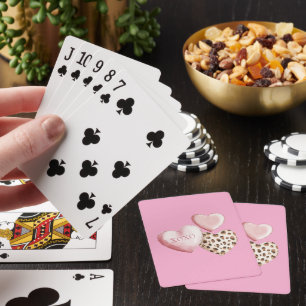 Pink XOXO Leopard Print Hearts Playing Cards