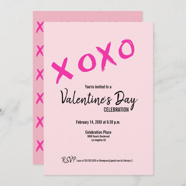 Pink Xoxo Valentine's day editable  (Front/Back)