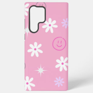 Pink Y2K smilies and Daises Samsung Galaxy Case