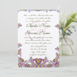 Pink Yarrow Vintage Paisley Wedding Invitation