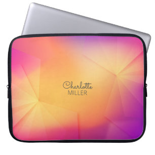 Pink-Yellow Abstract Background with Custom Name Laptop Sleeve