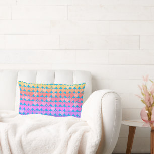 Pink, yellow and blue boho style hearts design lumbar cushion