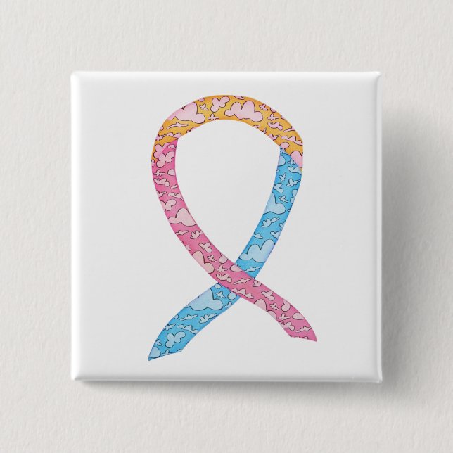 Pink, Yellow, and Blue Clouds CDH Custom Pin (Front)