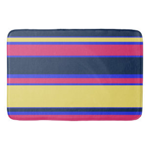 Pink, yellow and blue stripes bath mat