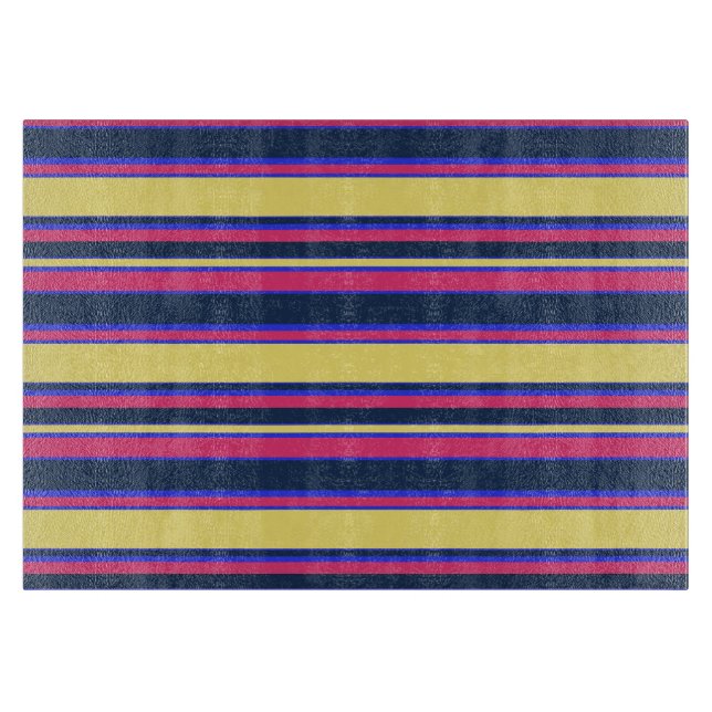 Pink, yellow and blue stripes cutting board (Front)
