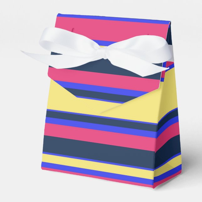 Pink, yellow and blue stripes favour box (Front Side)