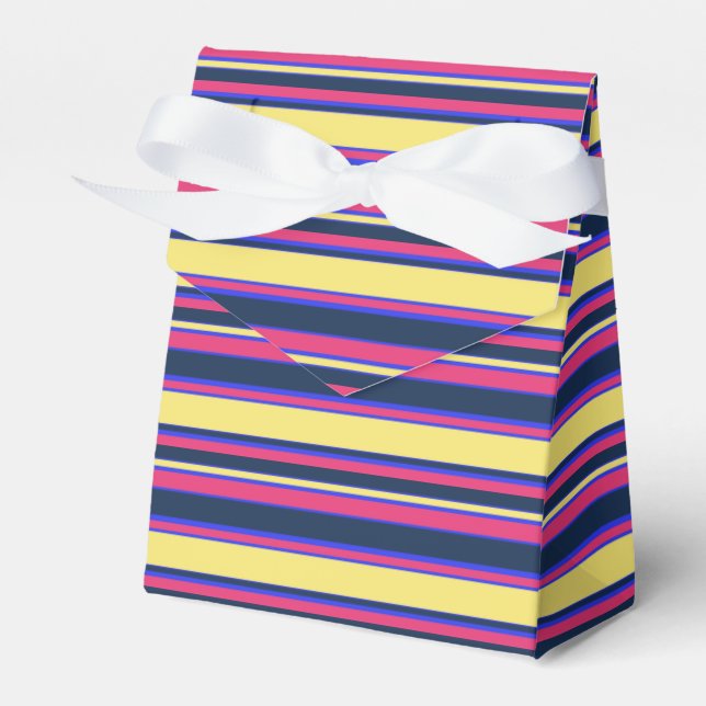 Pink, yellow and blue stripes favour box (Front Side)