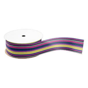 Pink, yellow and blue stripes grosgrain ribbon