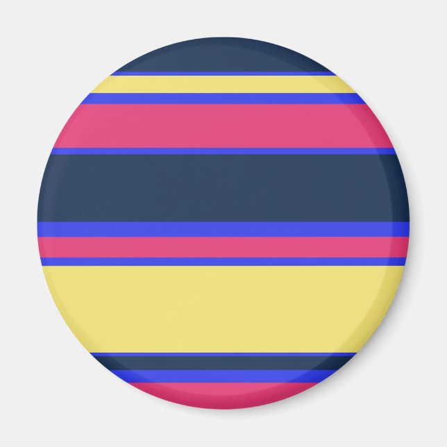 Pink, yellow and blue stripes magnet (Front)