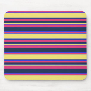 Pink, yellow and blue stripes mouse pad