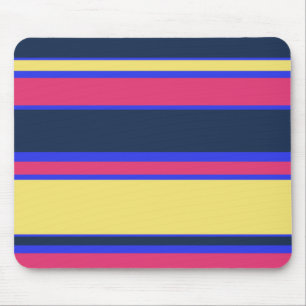 Pink, yellow and blue stripes mouse pad