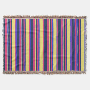 Pink, yellow and blue stripes throw blanket
