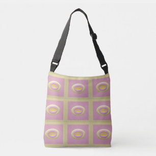 Pink yellow and cream nut shaped design crossbody bag
