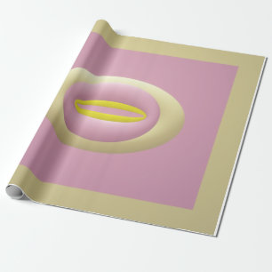 Pink yellow and cream nut shaped design wrapping paper