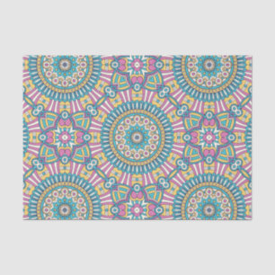 Pink yellow and green kaleidoscope flowers tissue paper
