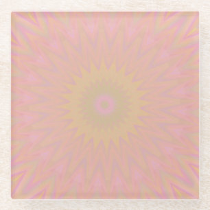 Pink, Yellow and Green Sunburst Glass Coaster