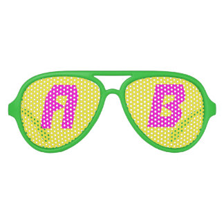 Pink Yellow Aviator Party Shades, Green Sunglass Sunglasses