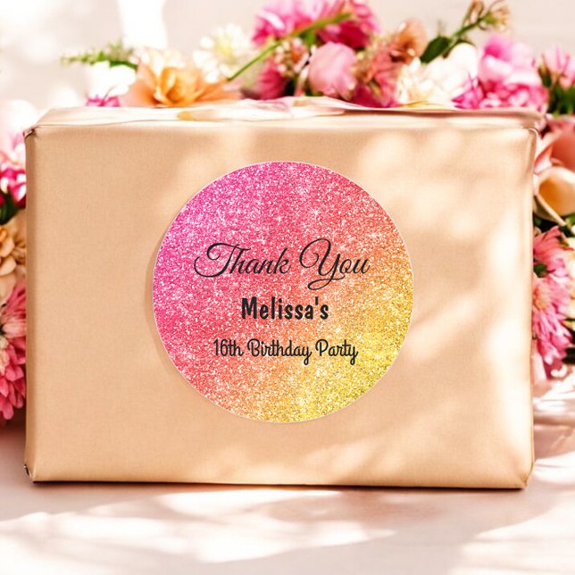 Pink Yellow Birthday Thank You Sticker (Creator Uploaded)