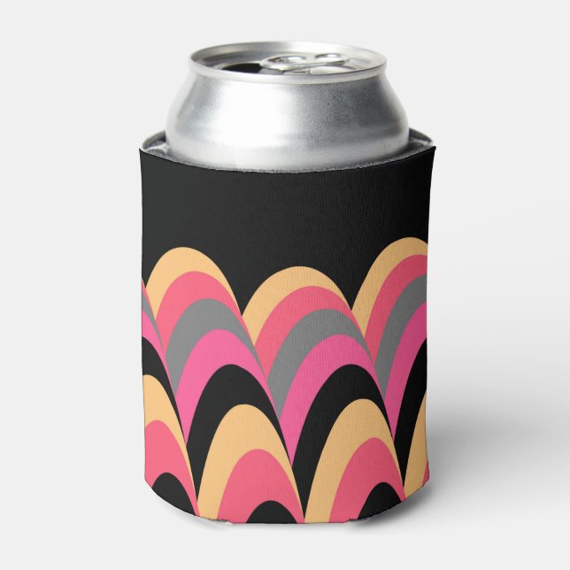 Pink Yellow Black Stylish Pattern Can Cooler (Can Front)