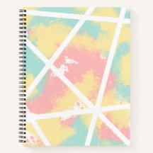Pink, Yellow, Blue Abstract Paint with White Lines
