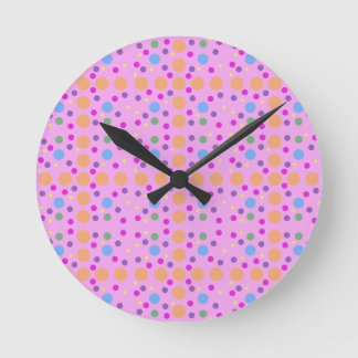 Pink Yellow Blue Orange Green Dots Round Clock