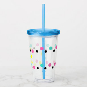 Pink Yellow Blue Polka Dots Acrylic Tumbler