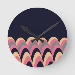 Pink Yellow Blue Stylish Pattern Round Clock