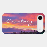 Pink yellow blue sunset clouds add your name bold