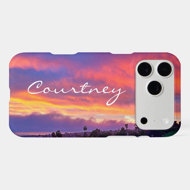 Pink yellow blue sunset clouds add your name bold (Back (Horizontal))