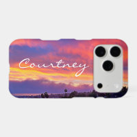 Pink yellow blue sunset clouds custom name script