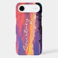 Pink yellow blue sunset clouds custom name script