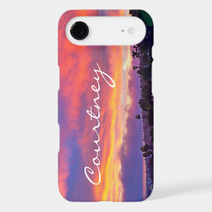 Pink yellow blue sunset clouds custom name script