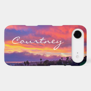 Pink yellow blue sunset clouds custom name script