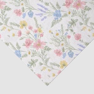 Pink Yellow Blue Wildflowers Watercolor Style Tissue Paper