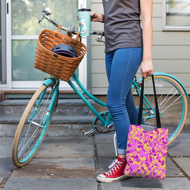 Pink Yellow Camouflage Camo Pattern  Tote Bag (Creator Uploaded)