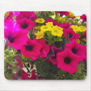 pink, yellow, colourful summer flowers basket mouse pad