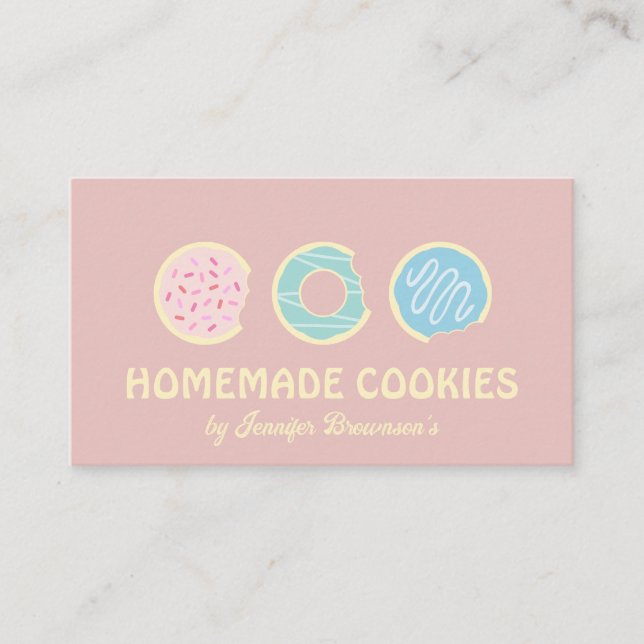 Pink Yellow Cookies Doughnuts Sweet Treats Business Card (Front)