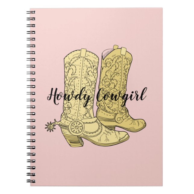 Pink Yellow Cowgirl Boots Notebook (Front)
