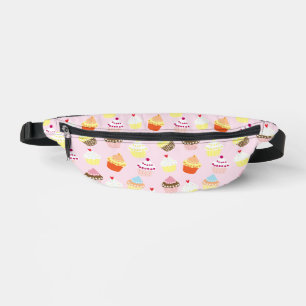 PINK YELLOW CUPCAKES PATTERN BUM BAGS