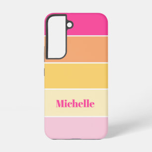 pink yellow Custom Summer Color Block Stripes Samsung Galaxy Case