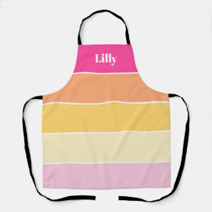 Pink Yellow Custom Summer Colour Block Stripes Apron