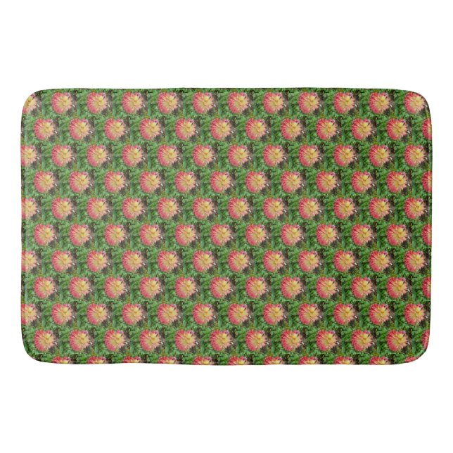 Pink & Yellow Dahlia  Bath Mat (Front)