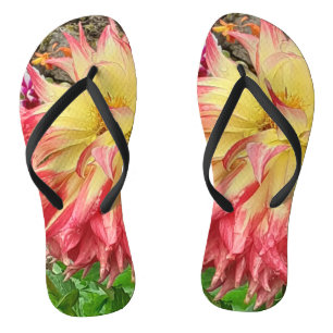 Pink & Yellow Dahlia Jandals
