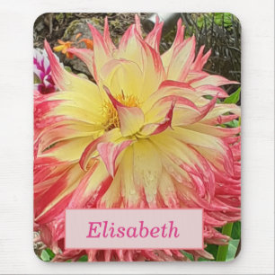Pink & Yellow Dahlia Mouse Pad
