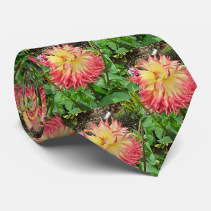 Pink & Yellow Dahlia  Tie