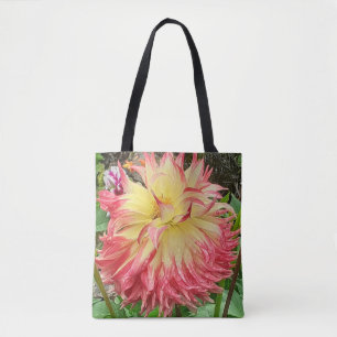 Pink & Yellow Dahlia Tote Bag