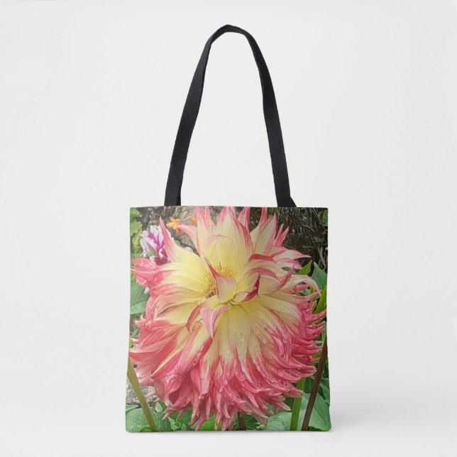 Pink & Yellow Dahlia  Tote Bag (Front)