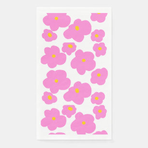 Pink yellow daisy flower modern elegant pattern napkin